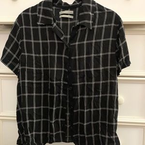 UO Grid Pattern Button Down Crop Top